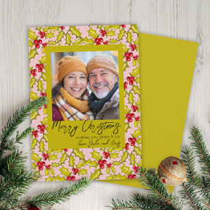 Cartão De Festividades Holly Berries Whimsical Classic 1 Foto Natal