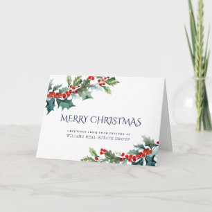 Cartão De Festividades Holly Berry Christmas MistletoCorporate Saudação
