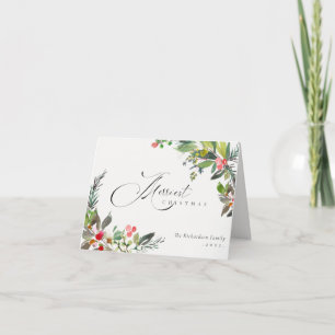 Cartão De Festividades Holly Berry Pine Red Green - O Natal mais feliz