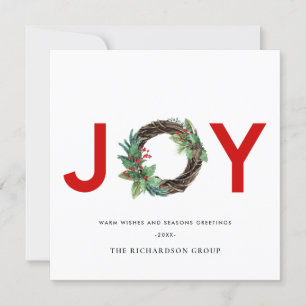 CARTÃO DE FESTIVIDADES HOLLY BERRY RED JOY WREATH CHRISTMAS CORPORATION