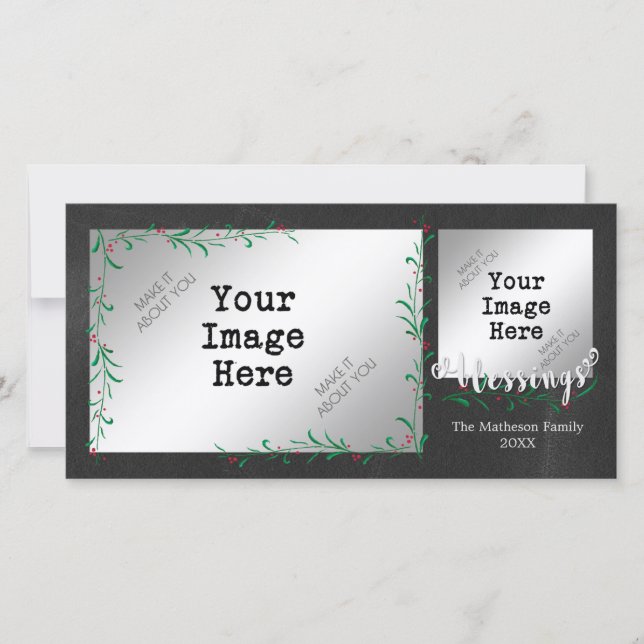 Cartão De Festividades Holly Berry Swag BLESSINGS Photo (Frente)