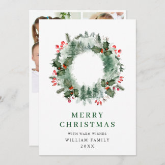 Cartão De Festividades Holly Berry Wreath Natal Saudação 3 Foto