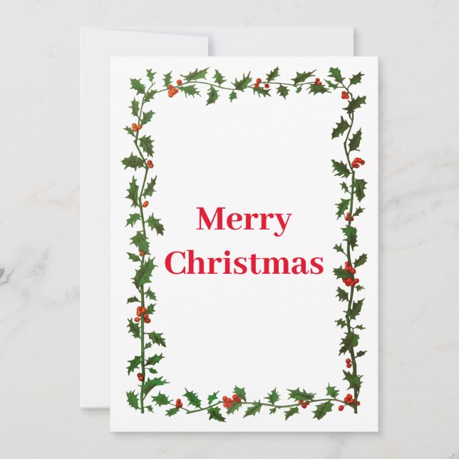 Cartão De Festividades Holly Border Christmas (Frente)