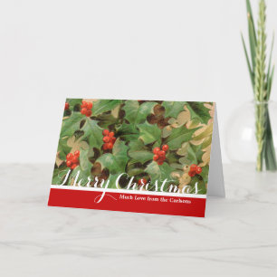 Cartão De Festividades Holly Christmas Art Impressão, flor de padrão ve