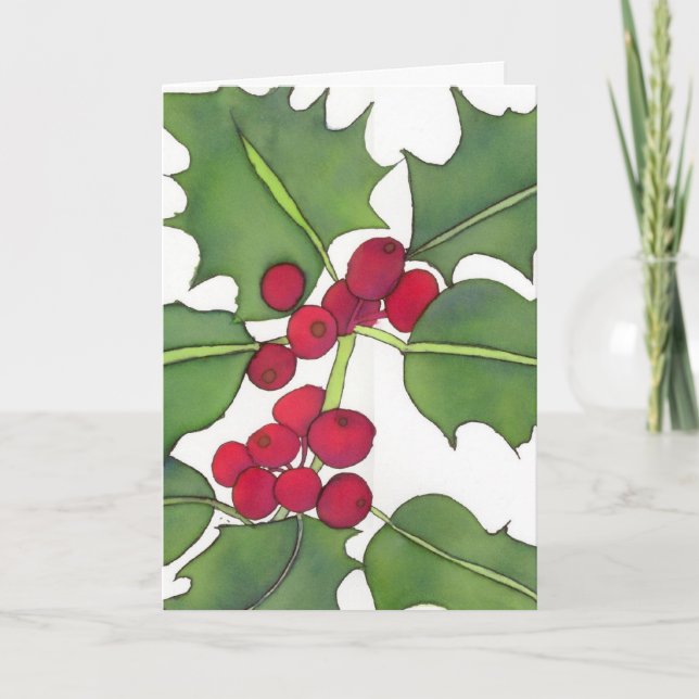 Cartão De Festividades Holly Christmas Card 2 (Frente)