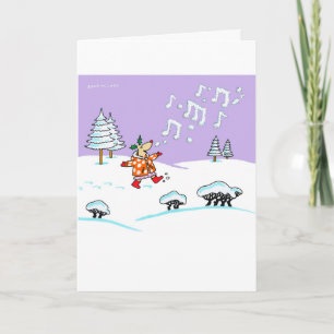 Cartão De Festividades Holly Deer in full song Xmas card