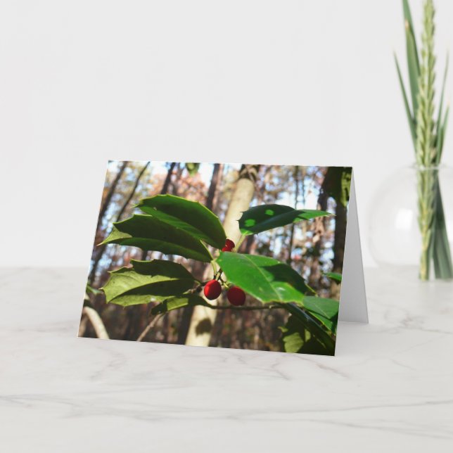 Cartão De Festividades Holly deixa eu feriado botânico (Frente)