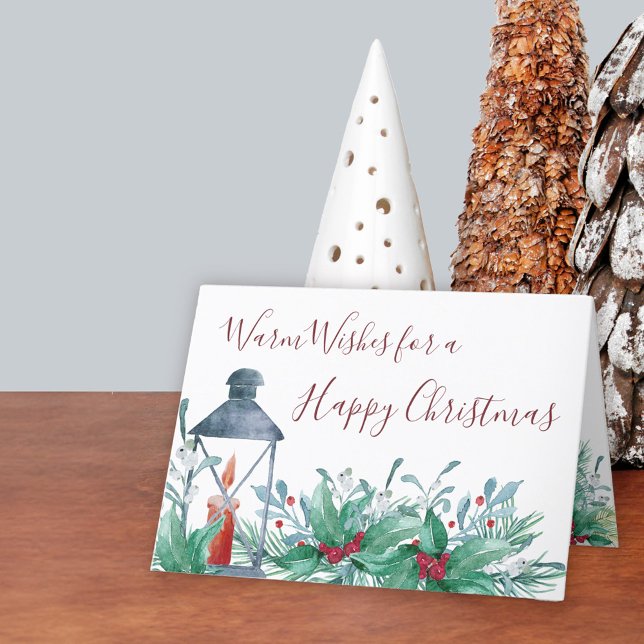 Cartão De Festividades Holly e Mistletoe Traditional Watercolor Dobrado (Holly Christmas Card. Buy professionally printed or as a printable digital download.)