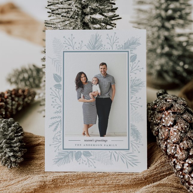 Cartão De Festividades Holly e Pine | Saudações da estação (Criador carregado)