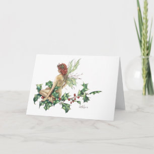 Cartão De Festividades Holly Fairy Fantasy Greeting Card BLANK