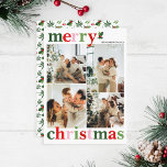 Cartão De Festividades Holly Feliz Natal Bright Family<br><div class="desc">Cartão de Natal brilhante e divertido para enviar para a família e amigos!</div>