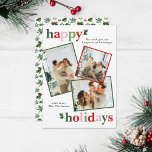 Cartão De Festividades Holly Feliz Natal Bright Family<br><div class="desc">Cartão de Natal brilhante e divertido para enviar para a família e amigos!</div>