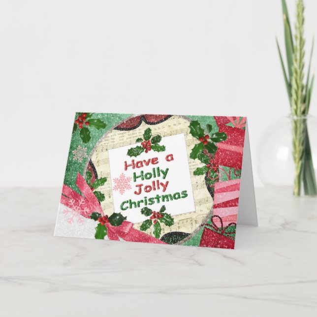 Cartão De Festividades Holly Jolly (Frente)
