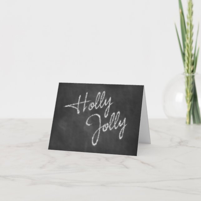 Cartão De Festividades Holly Jolly Chalkboard Holiday Card (Frente)