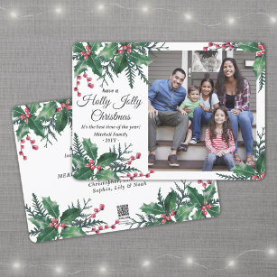 Cartão De Festividades Holly Jolly Christmas 1 Photo Winter Foliage