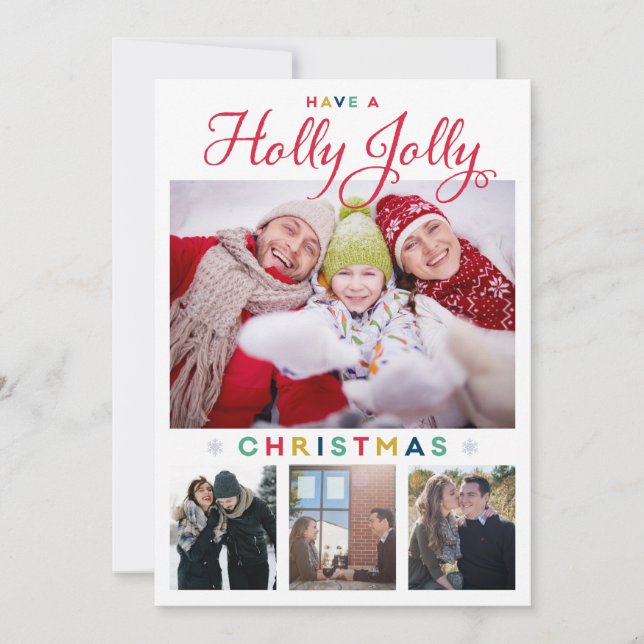 Cartão De Festividades Holly Jolly Christmas Card (Frente)