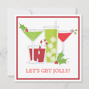 Cartão De Festividades Holly Jolly Christmas Cocktail Party Invitation