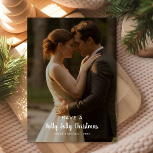 Cartão De Festividades Holly Jolly e levemente casada — Casal de Natal