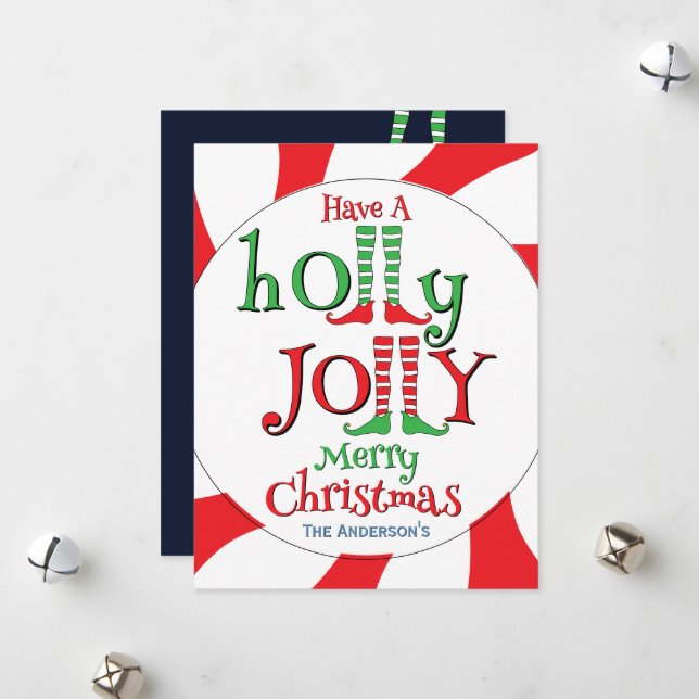 Cartão De Festividades Holly Jolly Felry Christmas Elf (Frente/Verso In Situ)