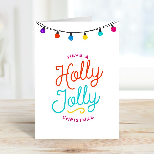 Cartão De Festividades Holly Jolly | Folded Holiday Photo Greeting Card (Criador carregado)