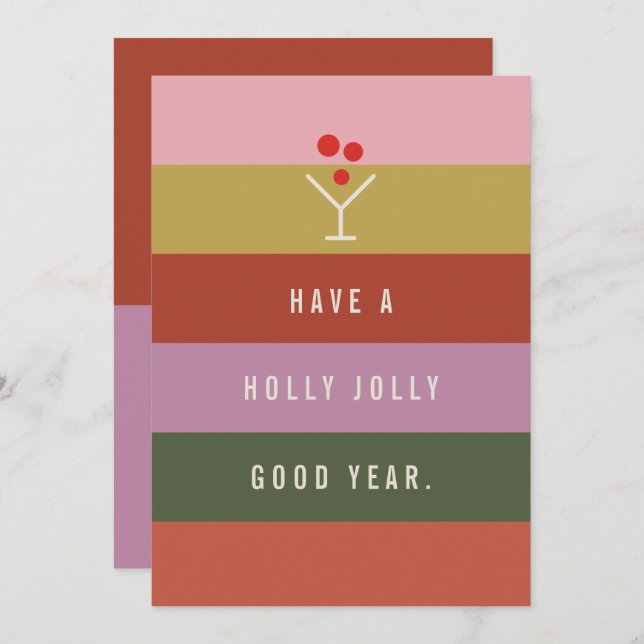 Cartão De Festividades Holly Jolly Greeting Card (Frente/Verso)