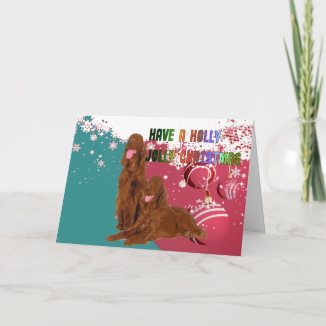 Cartão De Festividades Holly Jolly Irish Setter Card (Frente)