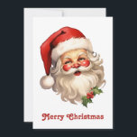 Cartão De Festividades Holly Jolly Santa Claus Retro Style<br><div class="desc">Um cartão de Natal plano com uma ilustração alegre de um Papai Noel estilo vintage com bochechas rosadas vermelhas vestindo seu clássico chapéu de Papai Noel vermelho e seu grande urso branco. Um sorriso de sprig adiciona ao espírito festivo de feriado desta design.</div>