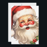 Cartão De Festividades Holly Jolly Santa Claus Retro Style<br><div class="desc">Um cartão de Natal plano com uma ilustração alegre de um Papai Noel estilo vintage com bochechas rosadas vermelhas vestindo seu clássico chapéu de Papai Noel vermelho e seu grande urso branco. Um sorriso de sprig adiciona ao espírito festivo de feriado desta design.</div>