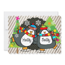 Holly Jolly Skating Penguins Holiday