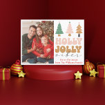 Cartão De Festividades holly jolly vibes fotografia de natais vintages<br><div class="desc">na moda holly jolly vibes com fotos de natais vintages,  cartão de feriado. Esse tipo de carta é perfeito para quem ama nostalgia e estética safra.</div>