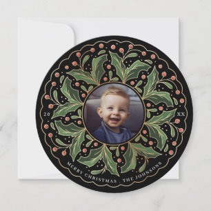 Cartão De Festividades Holly sai e Berries circulam fotos