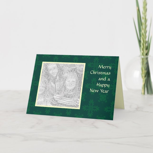 Cartão De Festividades Holly Snow Christmas Template (Frente)