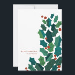 Cartão De Festividades Holly Spray Flat Christmas Card<br><div class="desc">Este cartão ilustrado apresenta um spray no estilo de colheita de meio século de folhas e bagas sagradas texturais para dar ao cartão uma sensação quiricamente moderna. Adicione facilmente uma mensagem pessoal de alegria às costas.</div>
