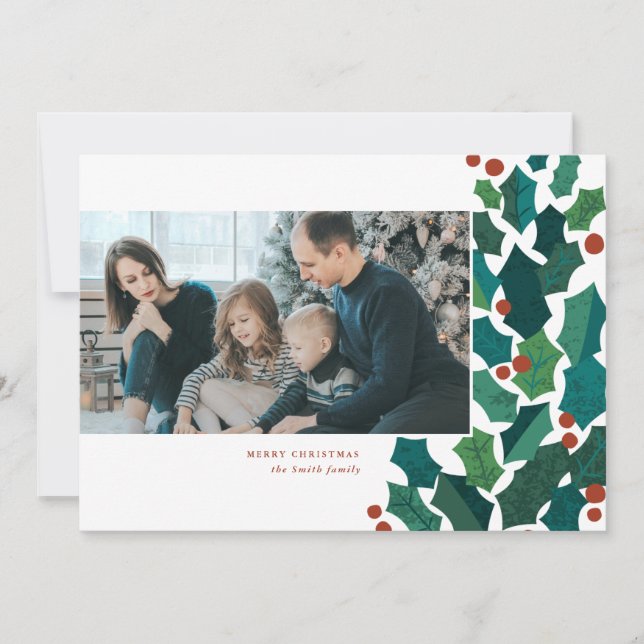 Cartão De Festividades Holly Spray Natal (Frente)