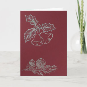 Cartão De Festividades Holly twig, sinos de Natal, Enfeites de natal