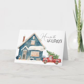 Cartão De Festividades Home for the Holidays Truck with Tree