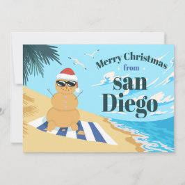 CARTÃO DE FESTIVIDADES HOMEM DE AREIA NA ILUSTRAÇÃO DO NATAL DE PRAIA