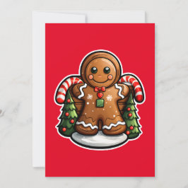 Cartão De Festividades Homem de biscoito com canas de açúcar