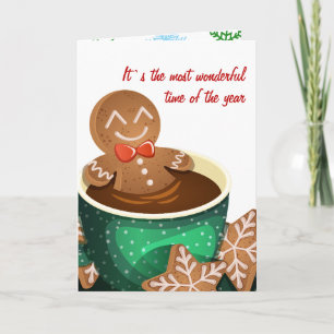 Cartão De Festividades Homem de Biscoito de Gengibre Relaxando em uma Xíc