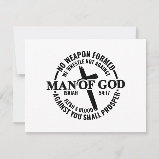 Cartão De Festividades Homem de Deus, Nenhuma Arma Formada Contra Mim Irá (Frente)