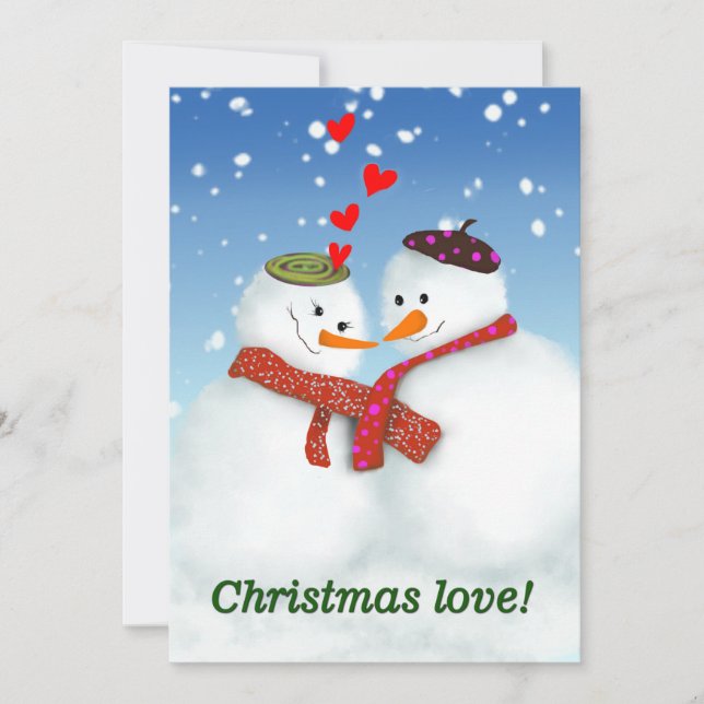 Cartão De Festividades Homem de neve de amor de Natal (Frente)