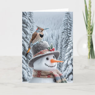 CARTÃO DE FESTIVIDADES HOMEM DE NEVE DE PICAPAU AMARELO - PAISAGEM INVERN