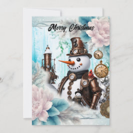 Cartão De Festividades Homem de Neve no Tempo! Steampunk Snowman