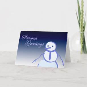 Cartão De Festividades homem de neve. tudo azul.