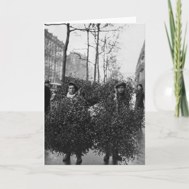 Cartão De Festividades Homens bonitos com visco (Frente)