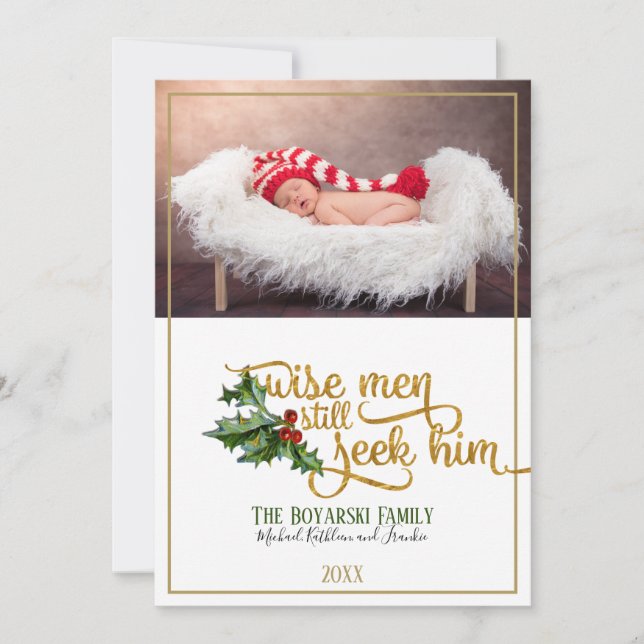 Cartão De Festividades Homens De Natal Ainda O Procuram Foto (Frente)