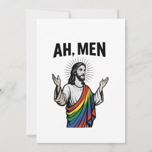 Cartão De Festividades Homens Engraçados LGBT Orgulho gay Jesus Arco-Íris