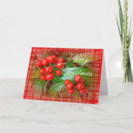 Cartão De Festividades Honeysuckle Berries on Cotton Cloth