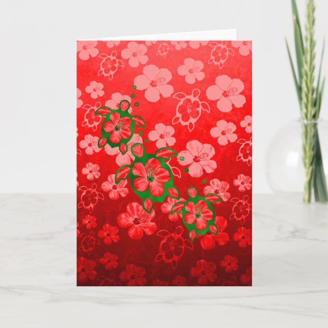 Cartão De Festividades Honu Turtles de Natal (Frente)