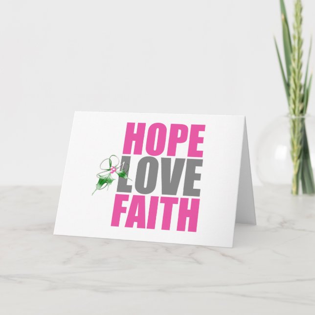 Cartão De Festividades Hope Love Faith Christmas Holly (Frente)